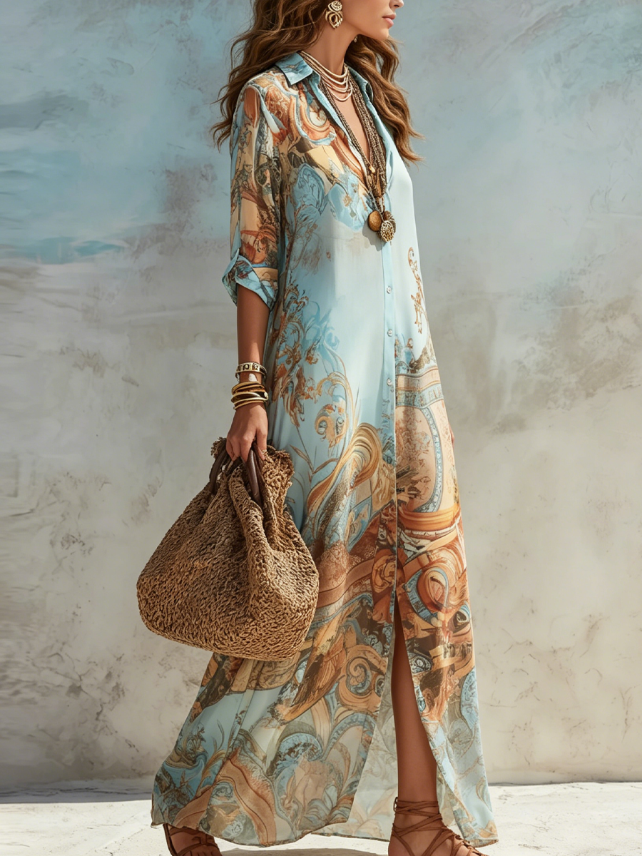 Watsons Bay Printed Shirt Maxi Dress