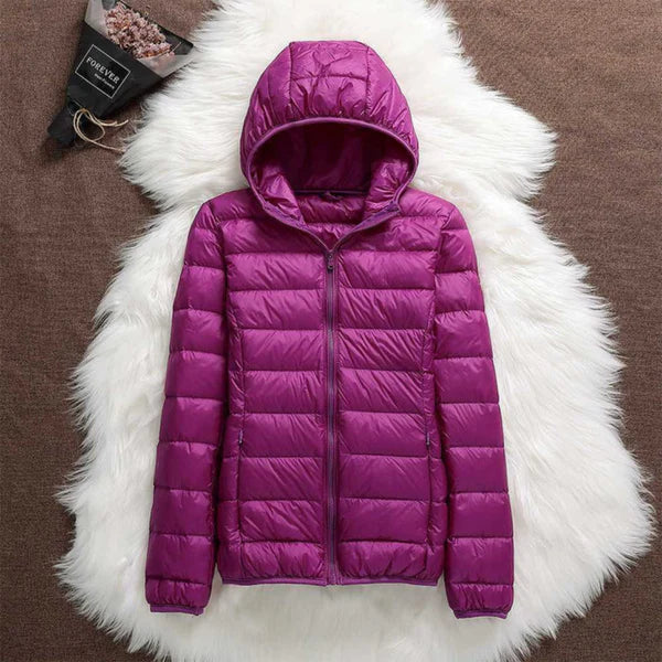 Lane Cove Lightweight Hooded Puffer Jacket in Purple