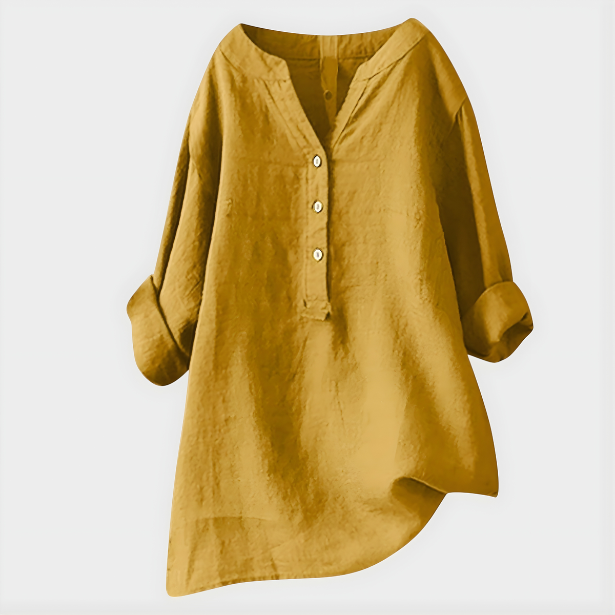 Balgowlah Cotton-Linen V-Neck Blouse in Yellow