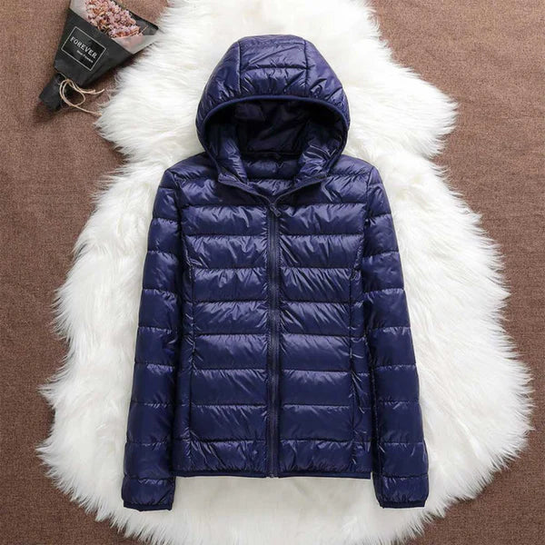 Lane Cove Lightweight Hooded Puffer Jacket in Dark Blue