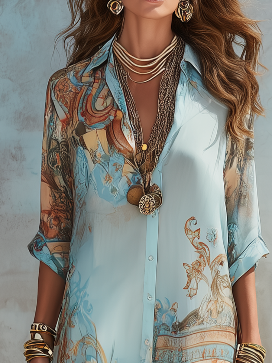 Watsons Bay Printed Shirt Maxi Dress