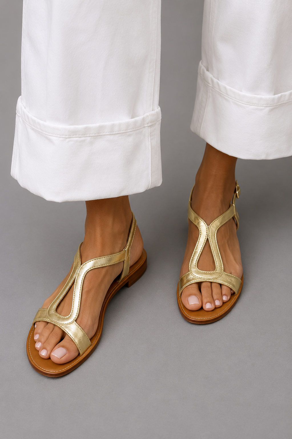 Narrabeen Slim-Strap Sandals in Gold