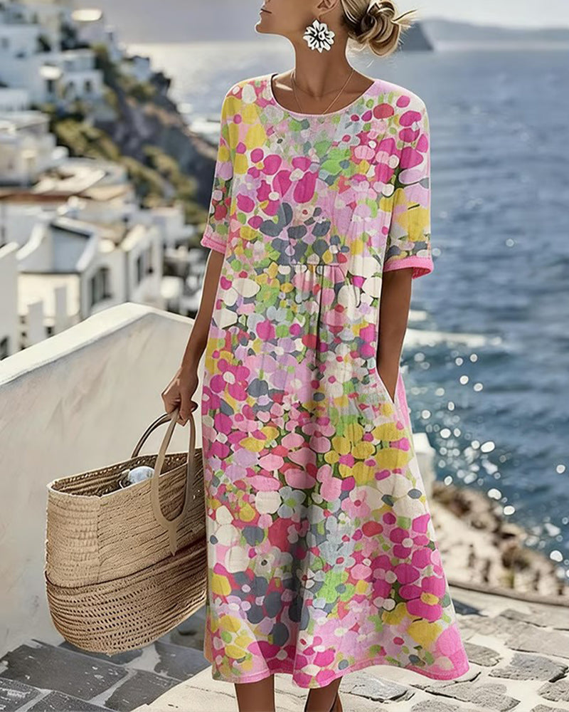 Elizabeth Bay Floral Midi Dress in Pink