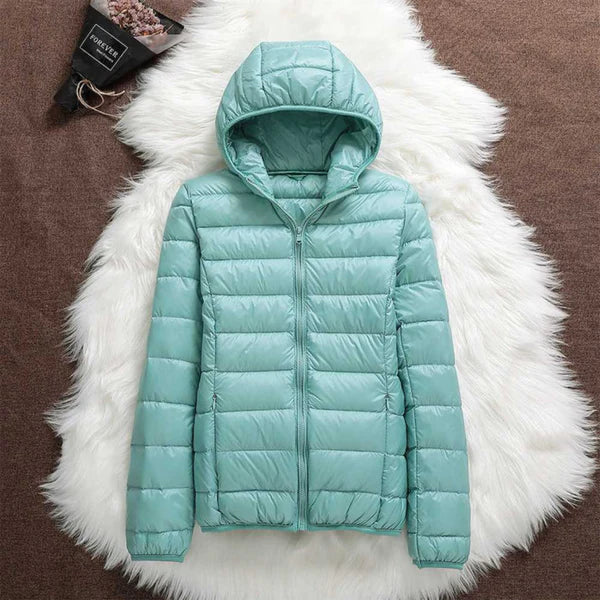 Lane Cove Lightweight Hooded Puffer Jacket in Light Blue