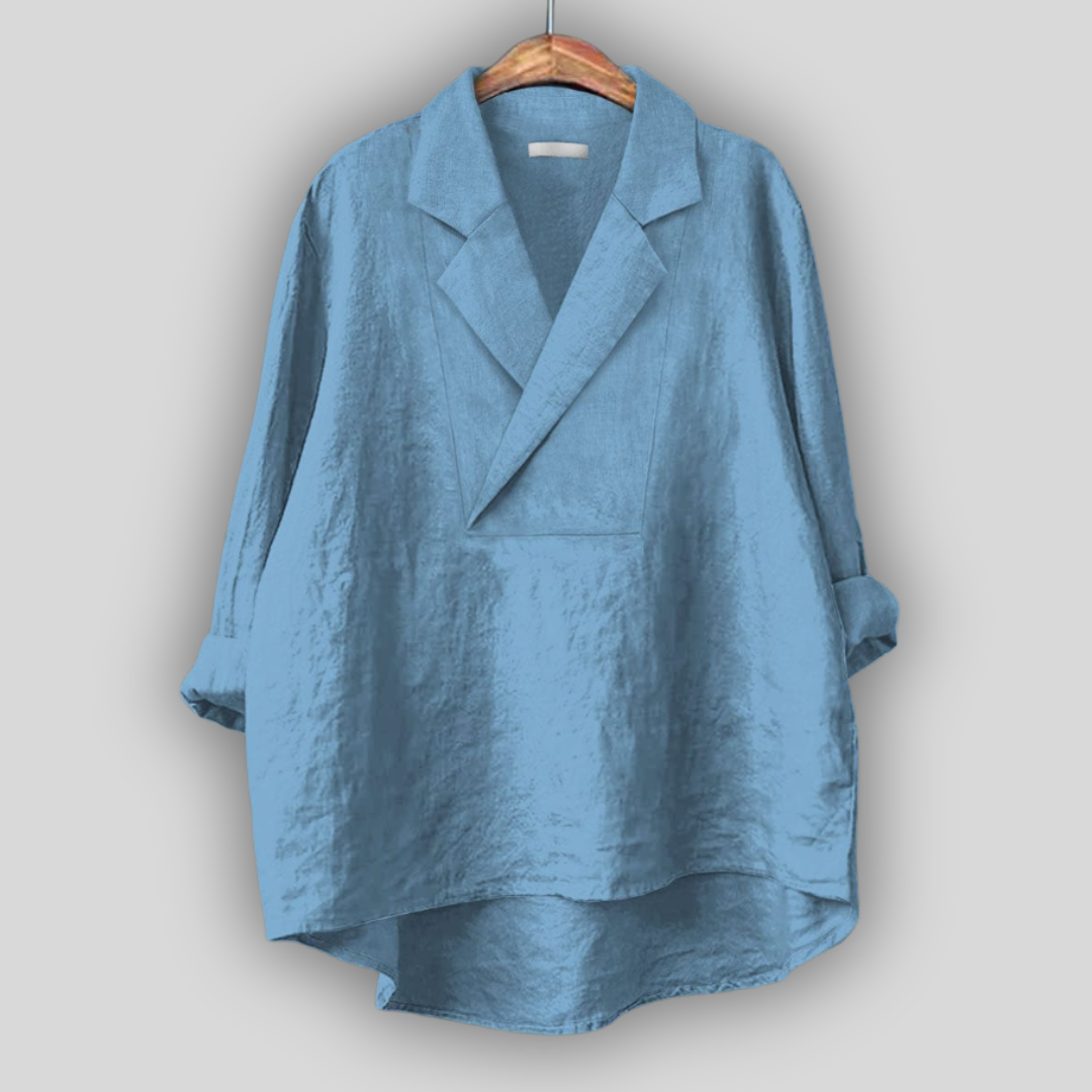 Queenscliff Lapel-Collar Tunic in Blue