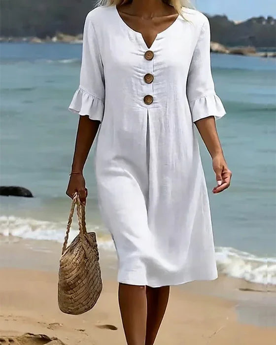 Avalon Flutter-Sleeve Shift Dress