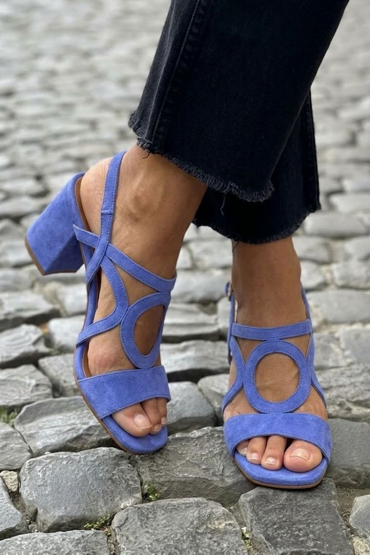 Bronte Circle-Strap Heels in Blue