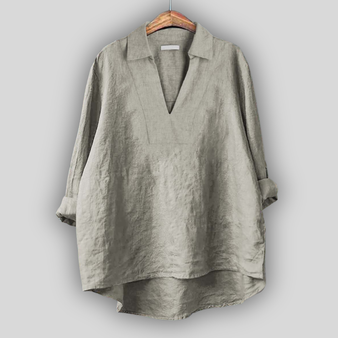 Seaforth V-Neck Tunic in Grey Beige