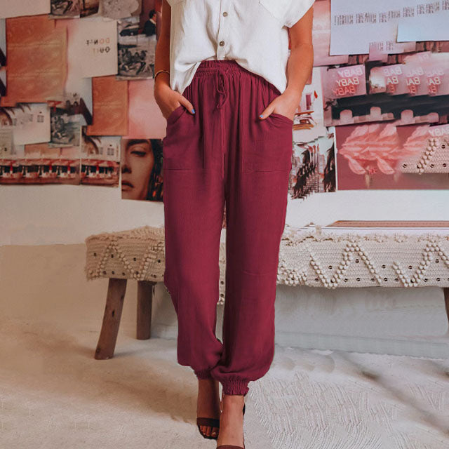 Bayview Drawstring Joggers in Wine Red