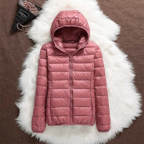 Lane Cove Lightweight Hooded Puffer Jacket in Dusty Rose