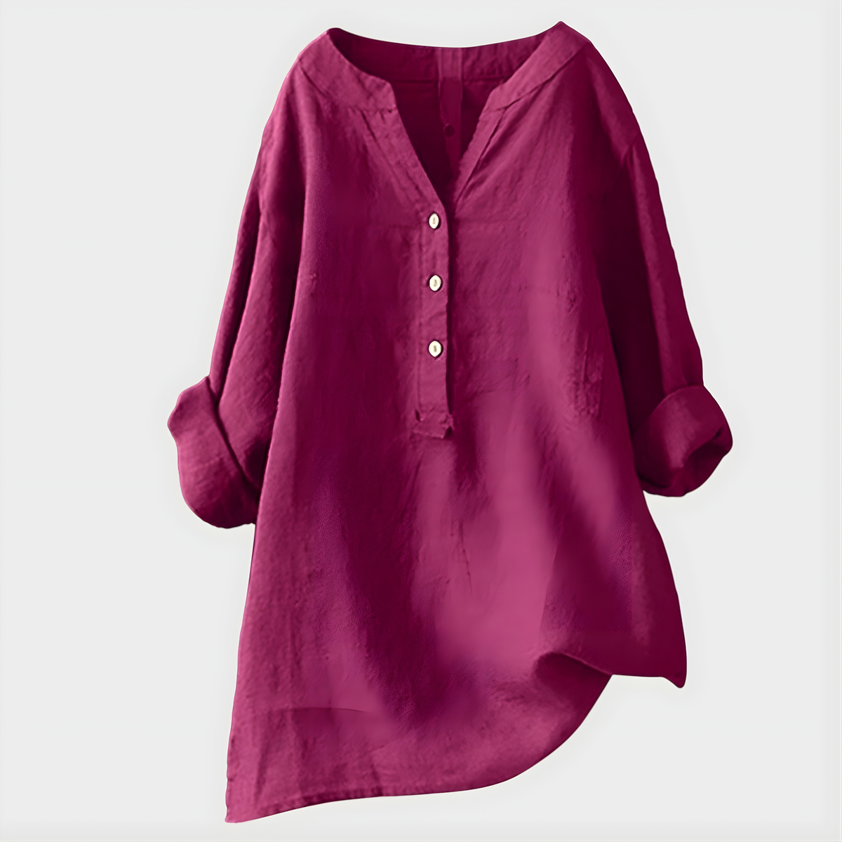 Balgowlah Cotton-Linen V-Neck Blouse in Pink