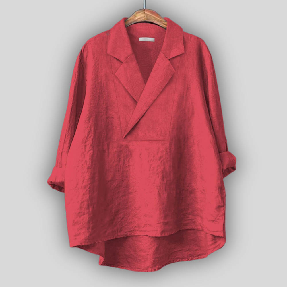 Queenscliff Lapel-Collar Tunic in Red