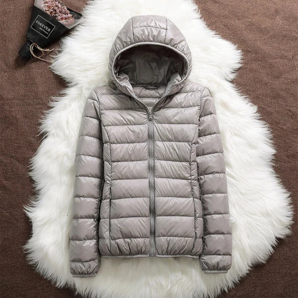 Lane Cove Lightweight Hooded Puffer Jacket in Grey