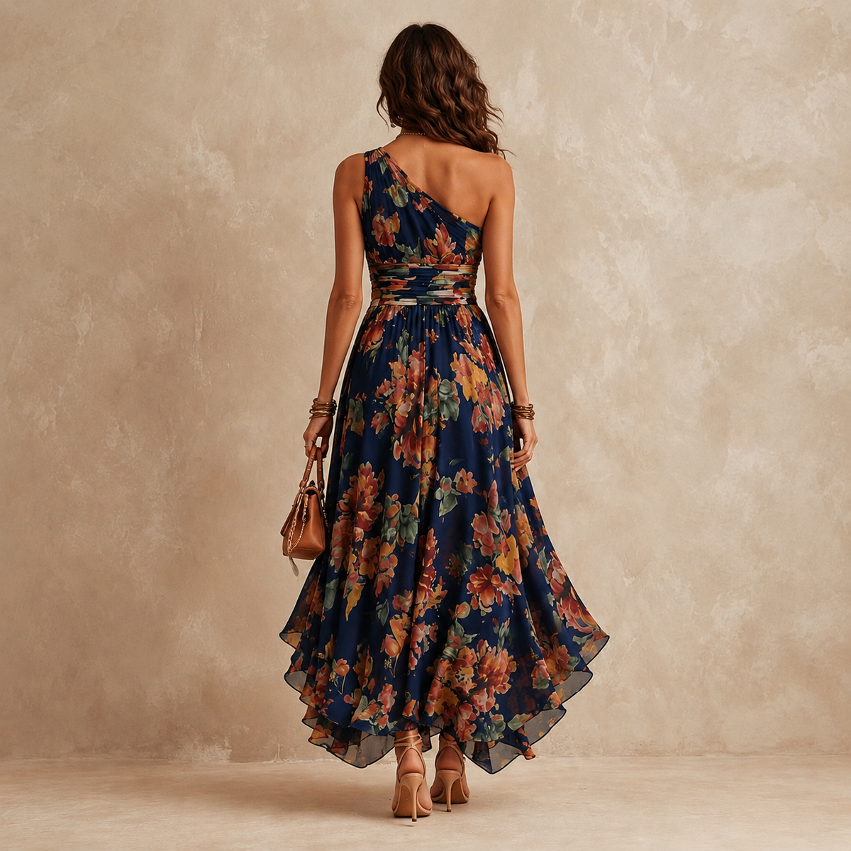 Point Piper One-Shoulder Floral Maxi