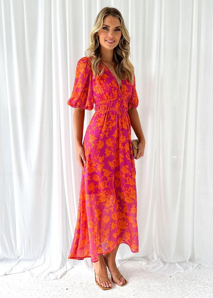 Hunters Hill Puff-Sleeve Floral Midi