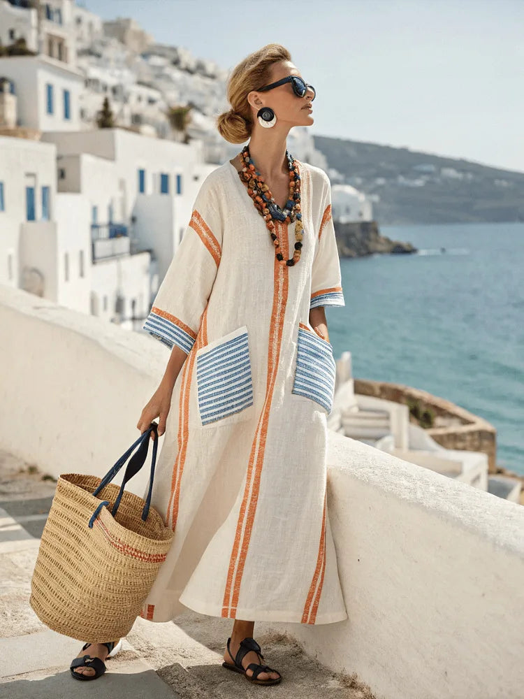 Clareville Striped Kaftan Maxi Dress