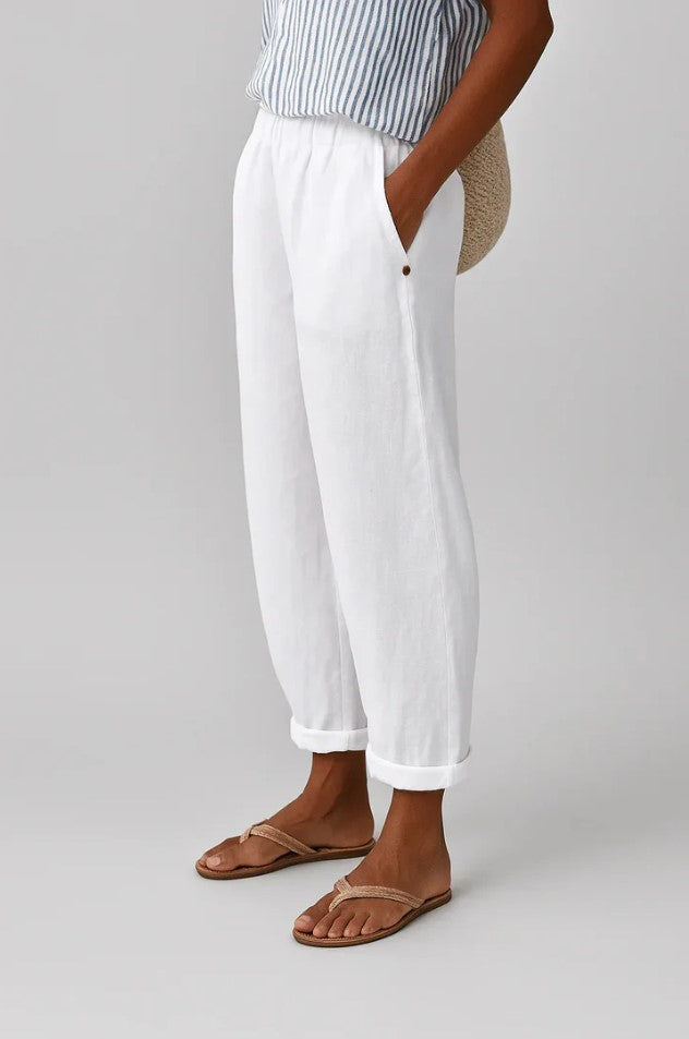 Annandale Linen-Blend Trousers in White