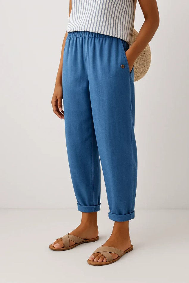 Annandale Linen-Blend Trousers in Blue