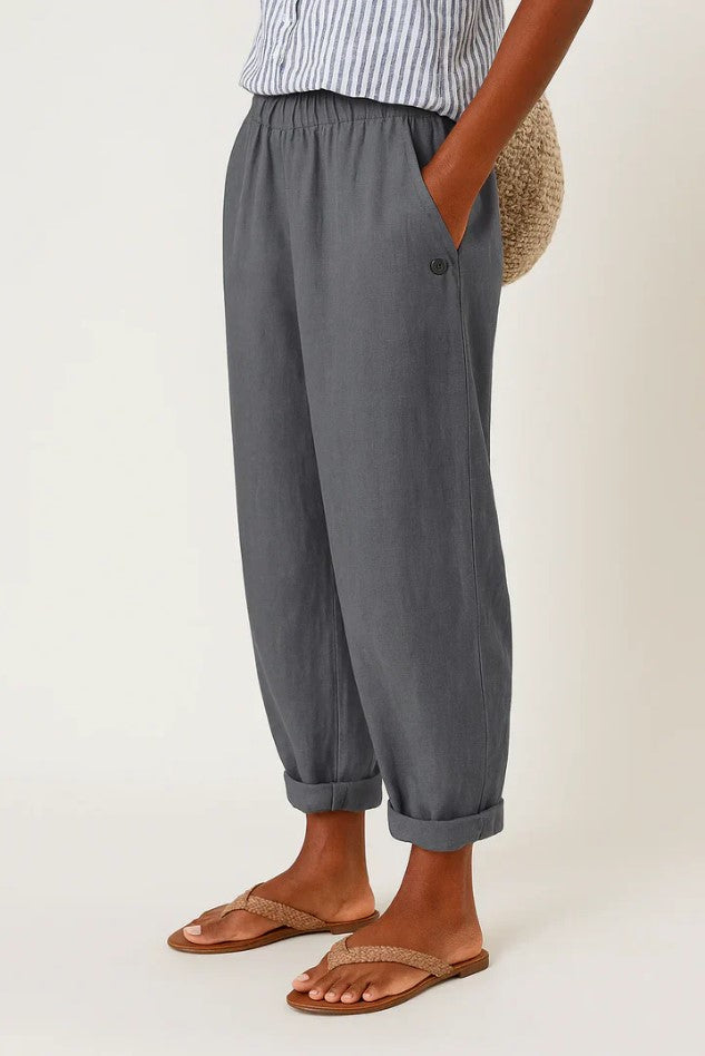 Annandale Linen-Blend Trousers in Dark Grey