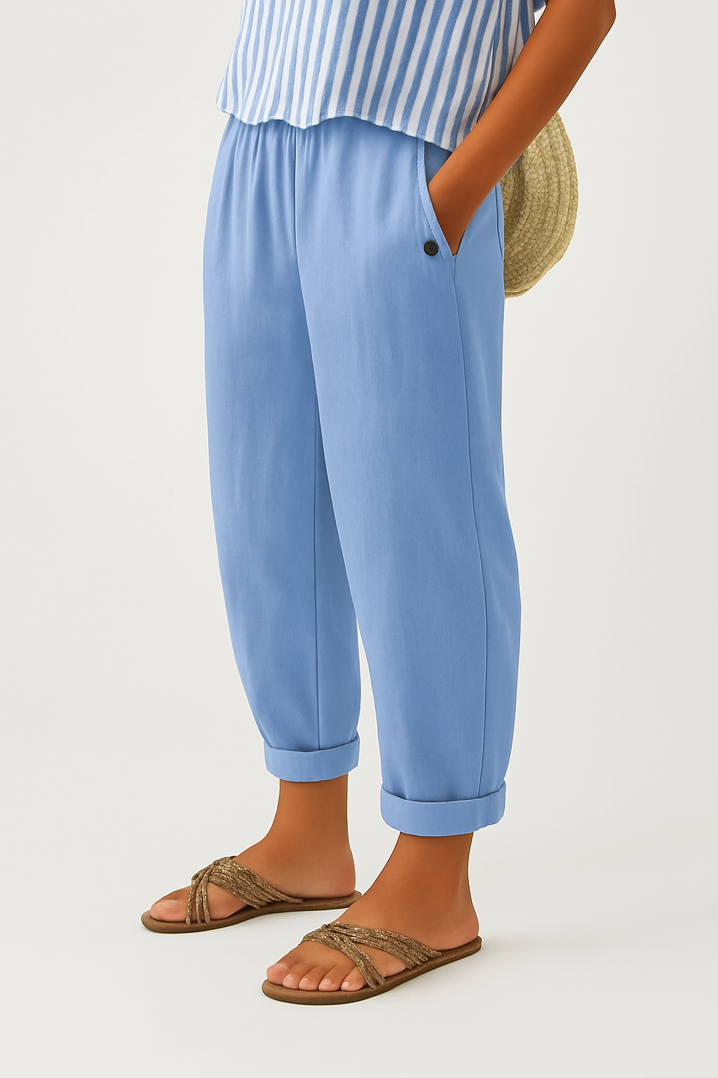 Annandale Linen-Blend Trousers in Light Blue