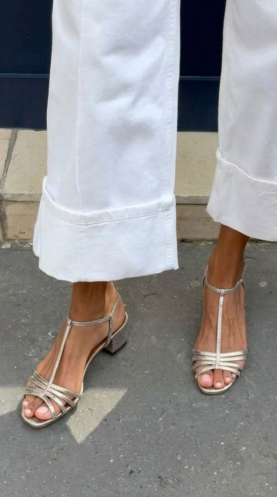 Bellevue Block-Heel Sandals in Silver
