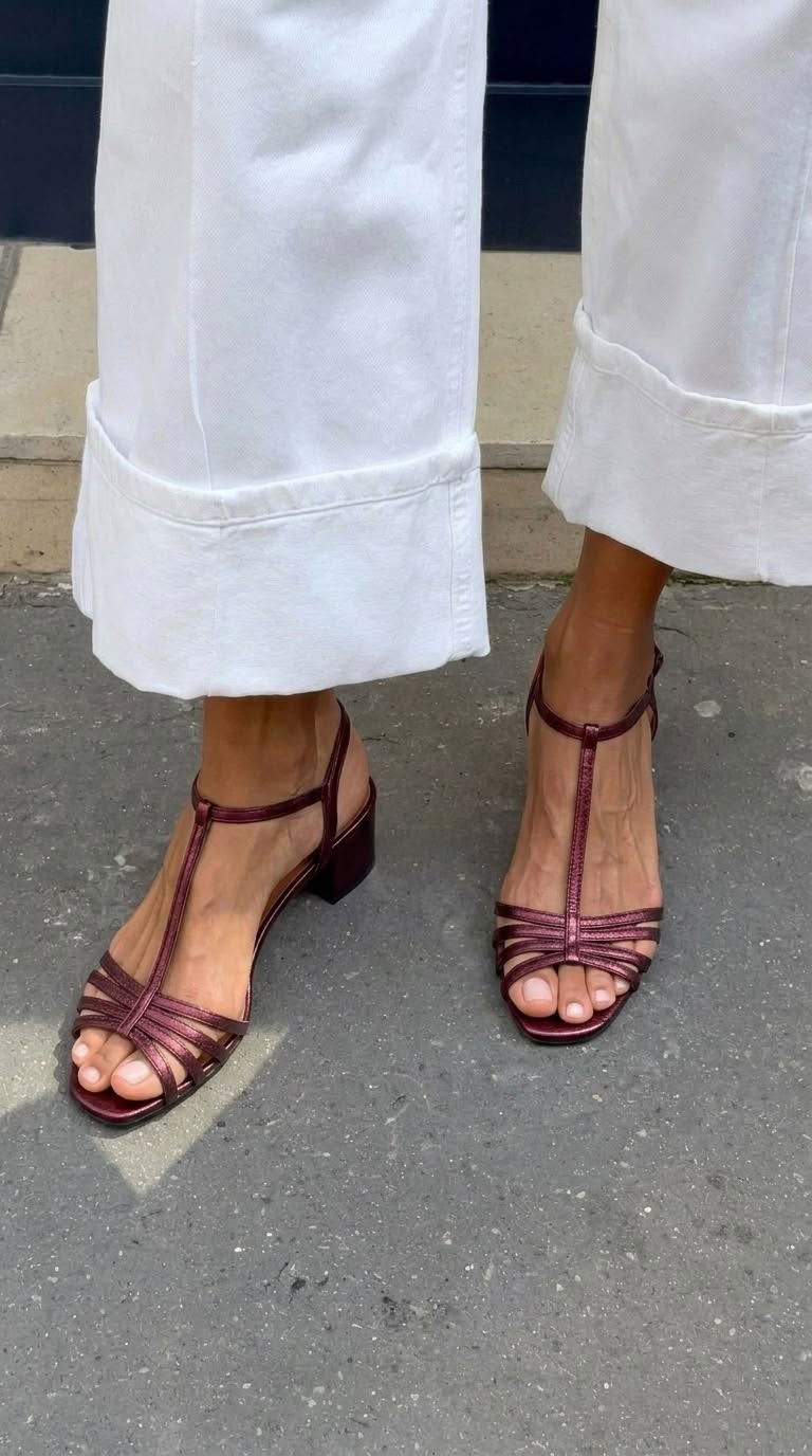 Bellevue Block-Heel Sandals in Bordeaux