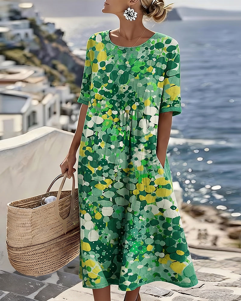 Elizabeth Bay Floral Midi Dress in Green