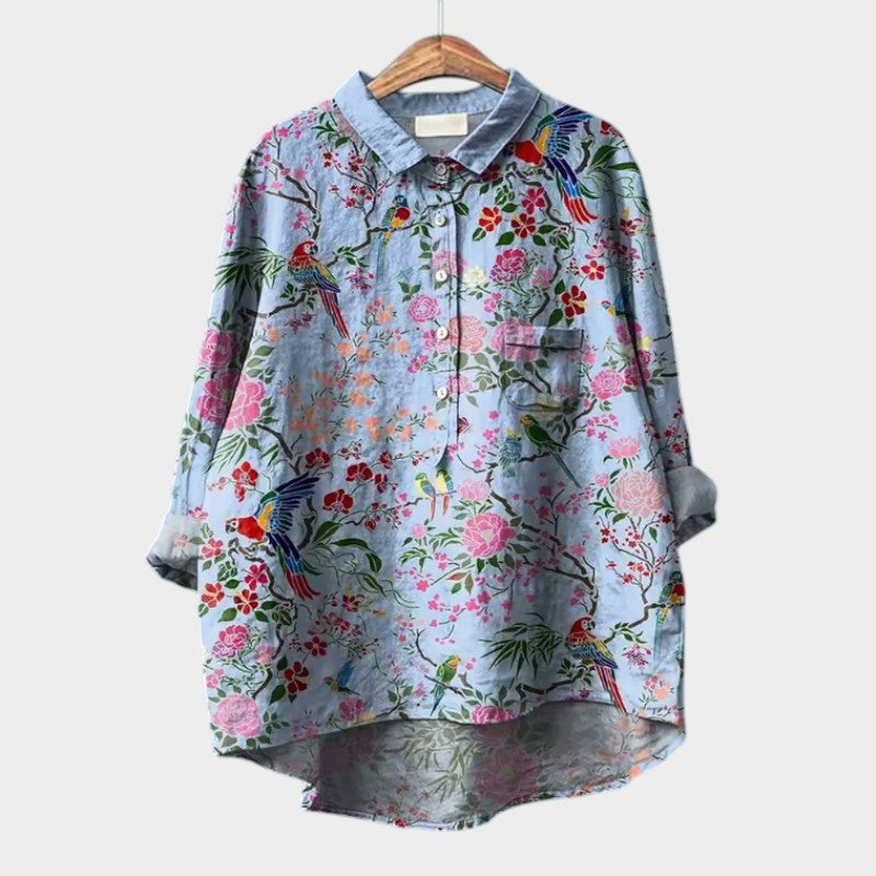 Fairlight Printed Relaxed Tunic in Botanical Blue