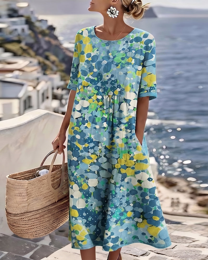 Elizabeth Bay Floral Midi Dress in Blue