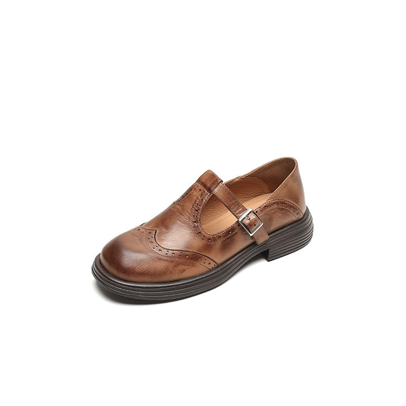 Balmain T-Strap Brogue Flats