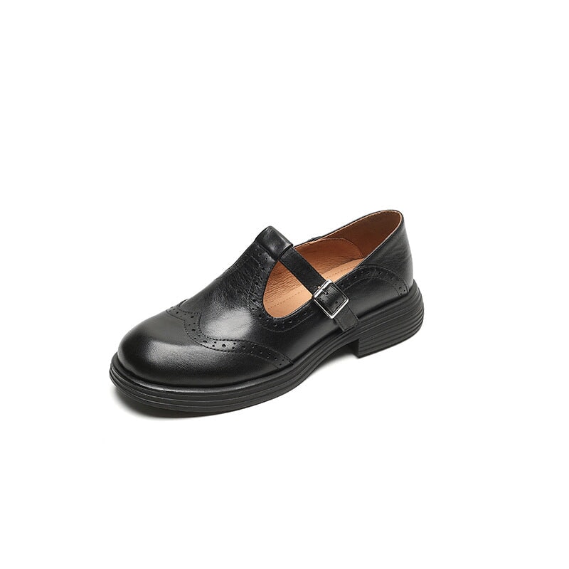 Balmain T-Strap Brogue Flats