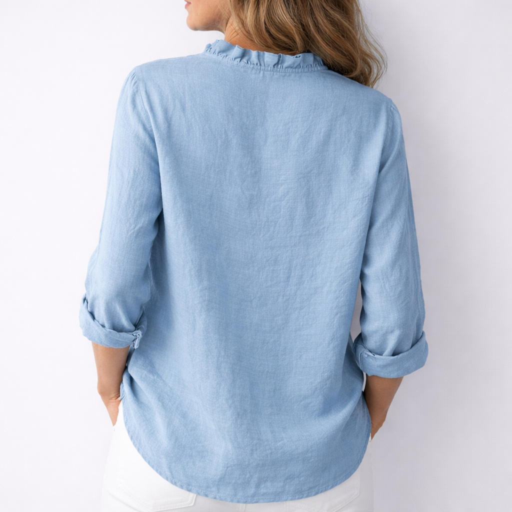 Cremorne Ruffle-Neck Linen-Blend Shirt