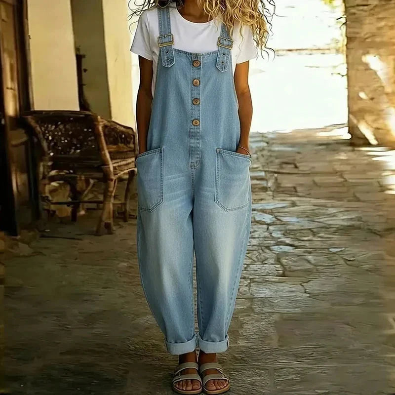 Marrickville Soft Denim Overalls in Light Blue