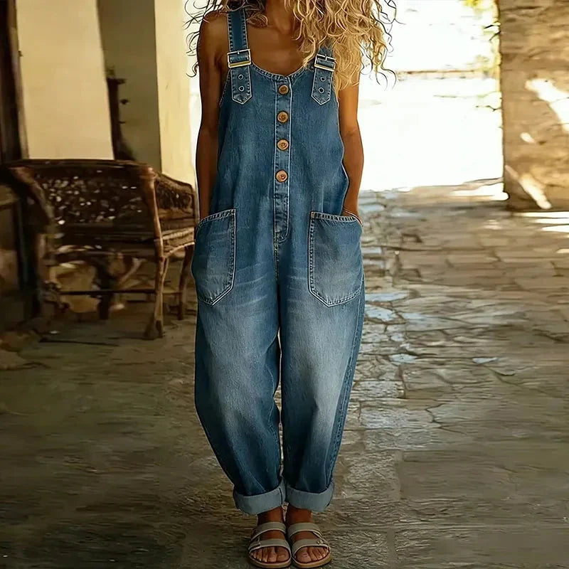 Marrickville Soft Denim Overalls in Blue