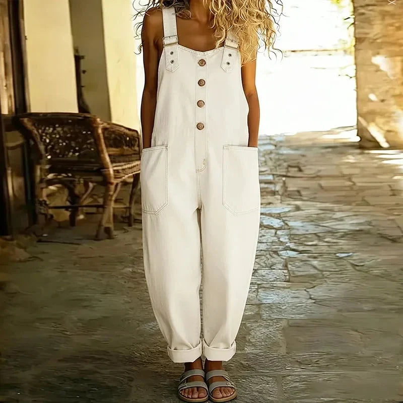 Marrickville Soft Denim Overalls in White