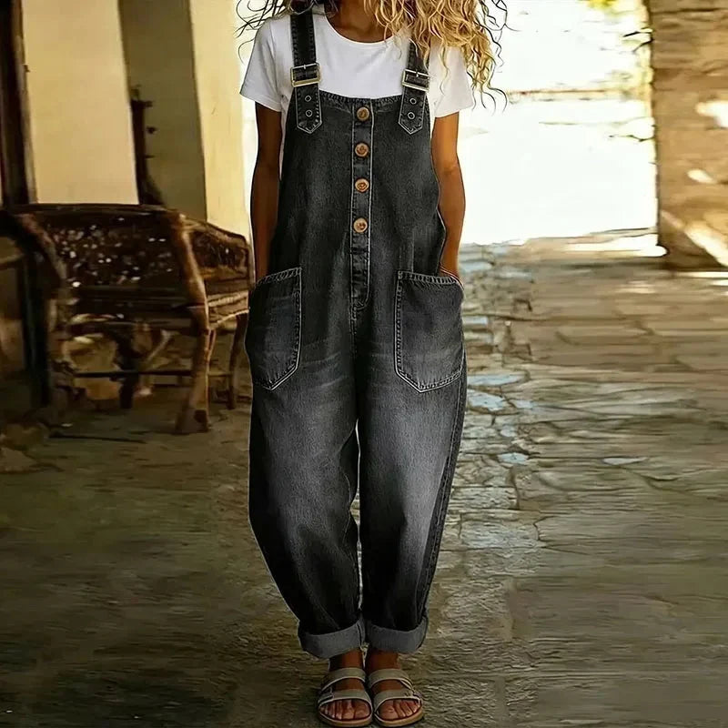 Marrickville Soft Denim Overalls in Black