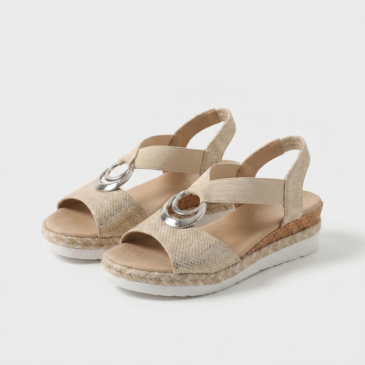 Palm Beach Cork Wedge Sandals in Beige