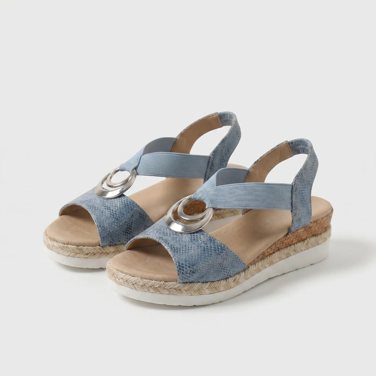 Palm Beach Cork Wedge Sandals in Blue
