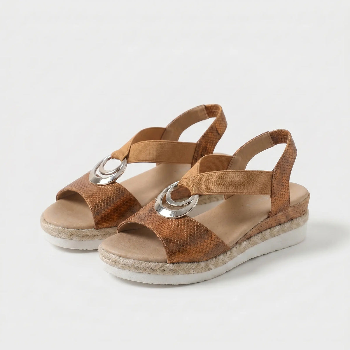 Palm Beach Cork Wedge Sandals in Brown