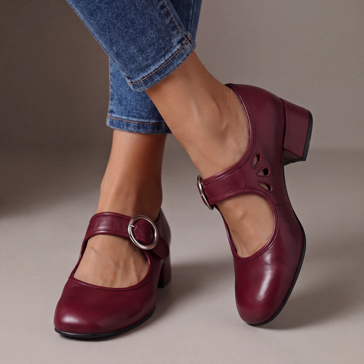 Glebe Buckle Mary Janes in Red