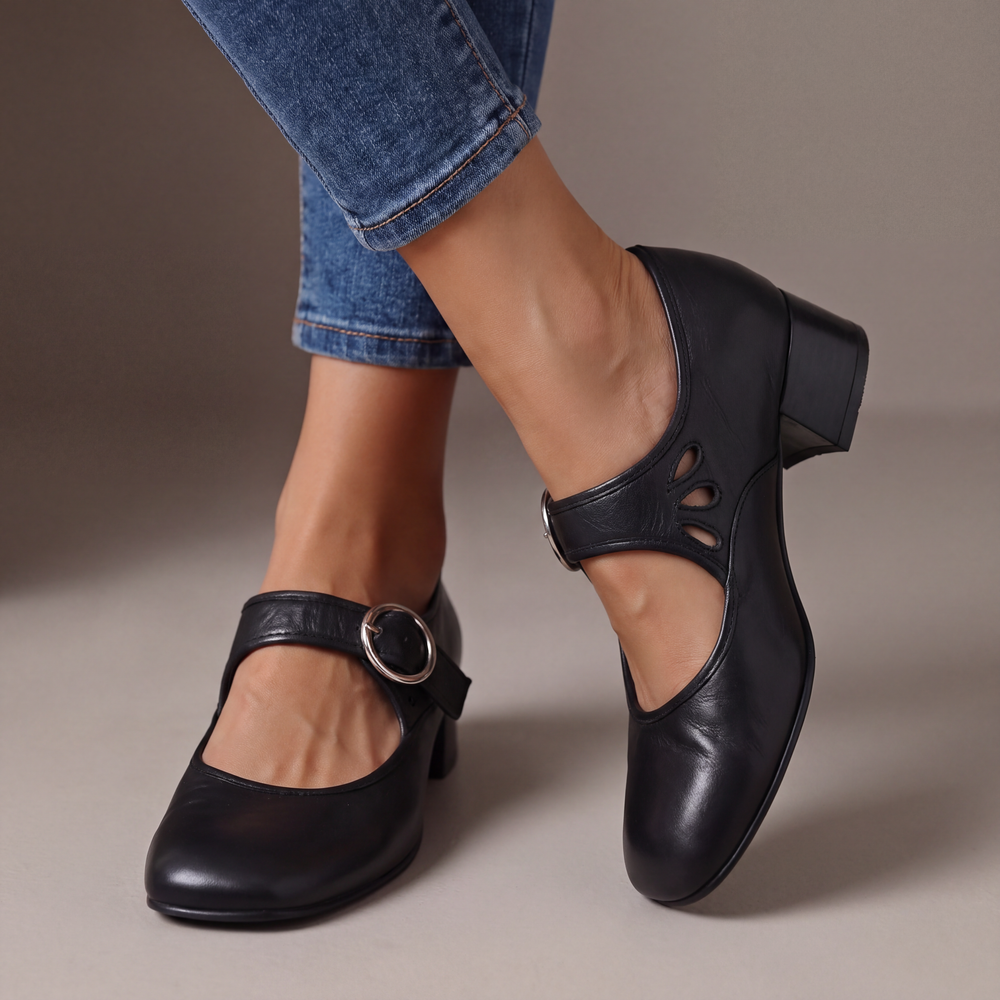 Glebe Buckle Mary Janes in Black