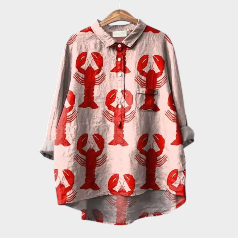 Fairlight Printed Relaxed Tunic in Lobster Red