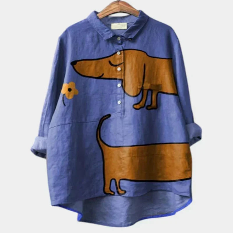 Fairlight Printed Relaxed Tunic in Fun Basset Hound