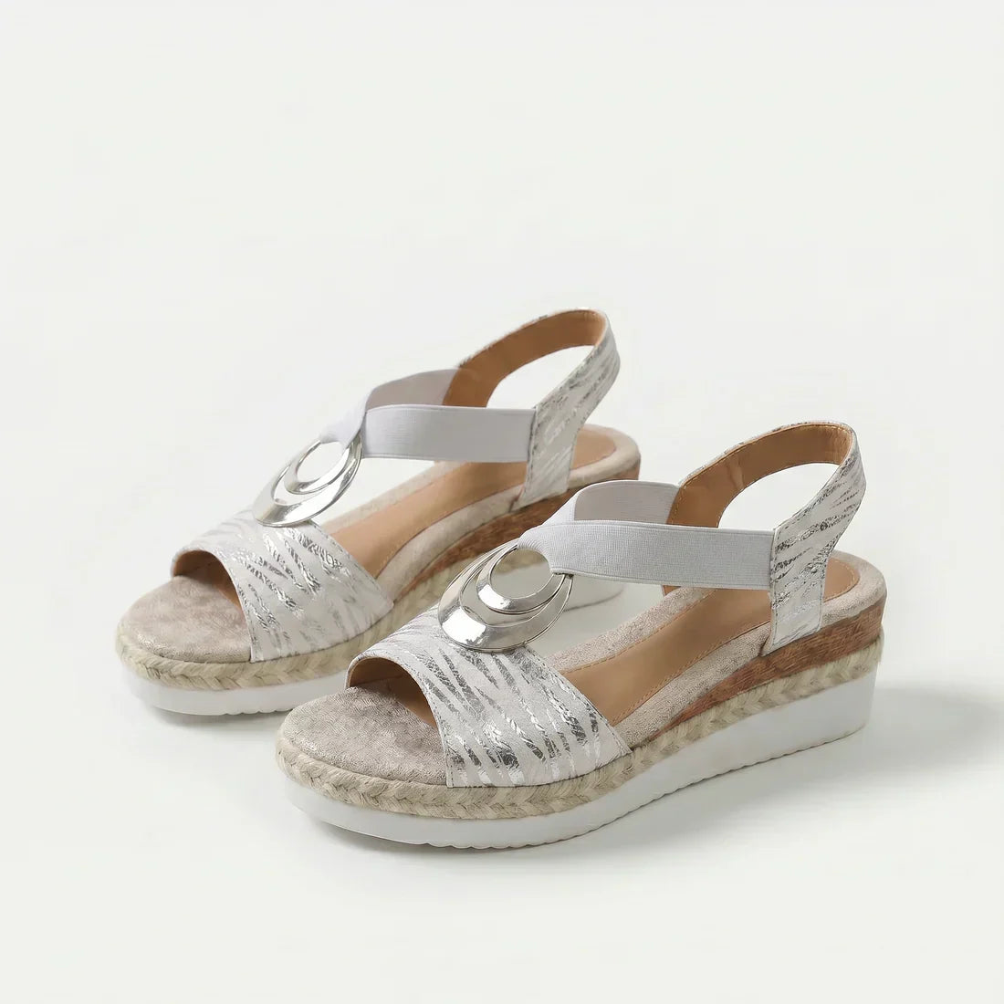 Palm Beach Cork Wedge Sandals in Grey