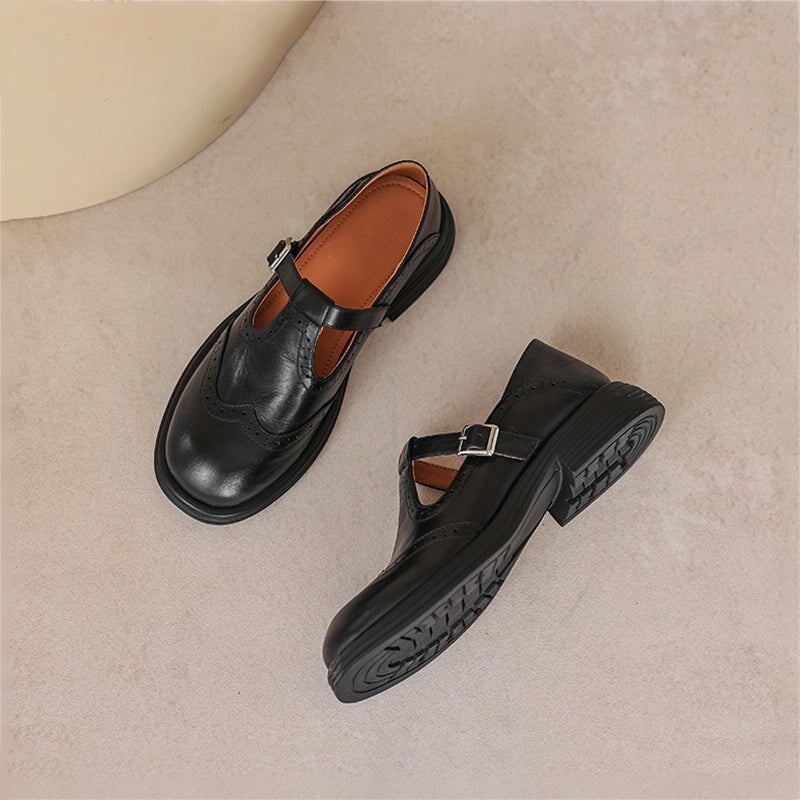 Balmain T-Strap Brogue Flats