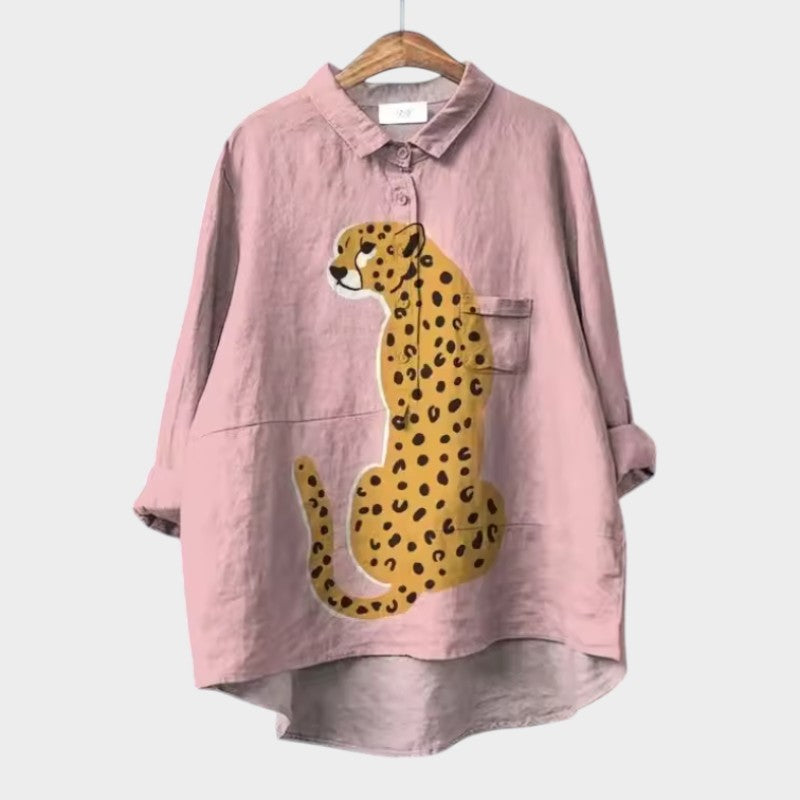 Fairlight Printed Relaxed Tunic in Giraffe Pink