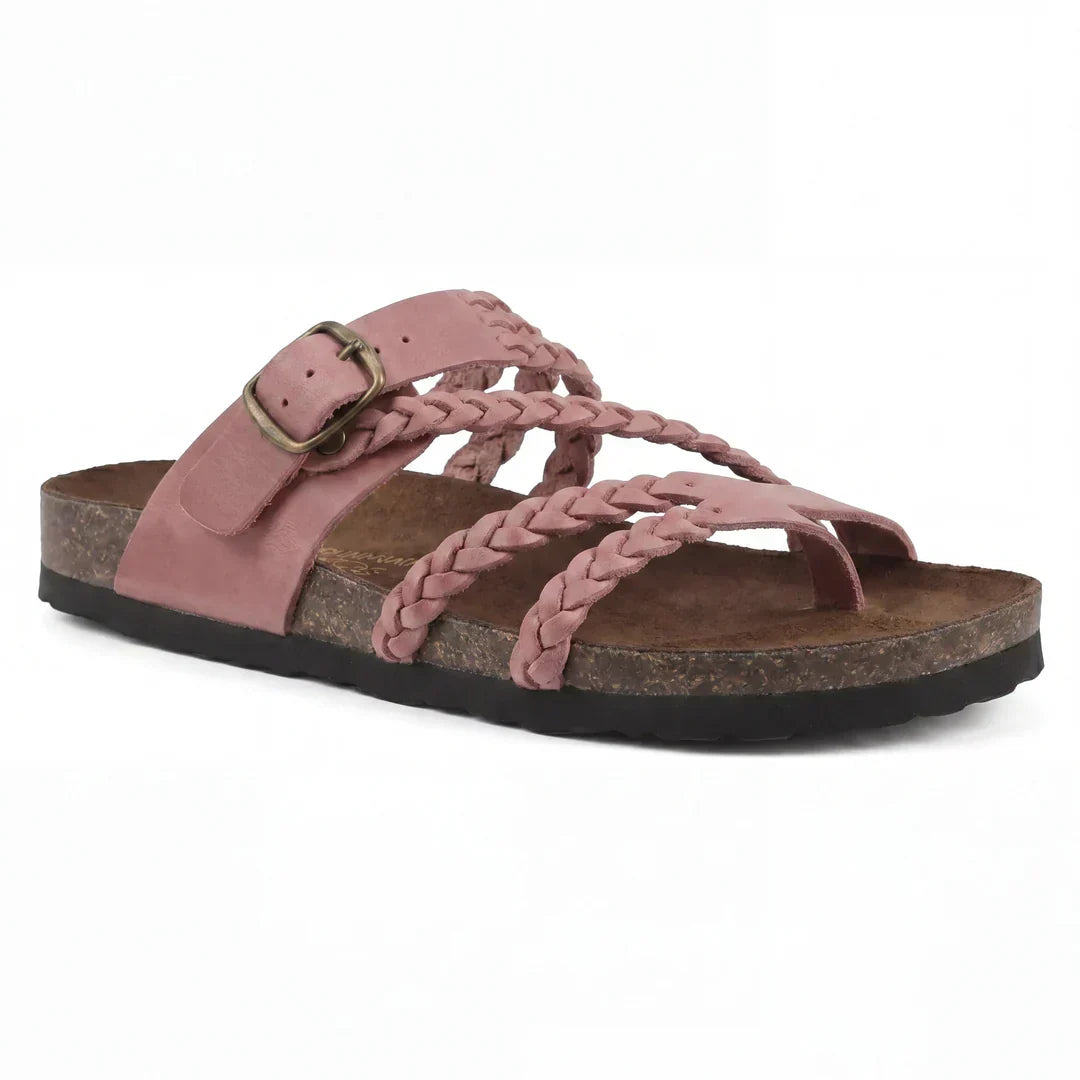 Bilgola Braided Footbed Sandals in Antique Pink